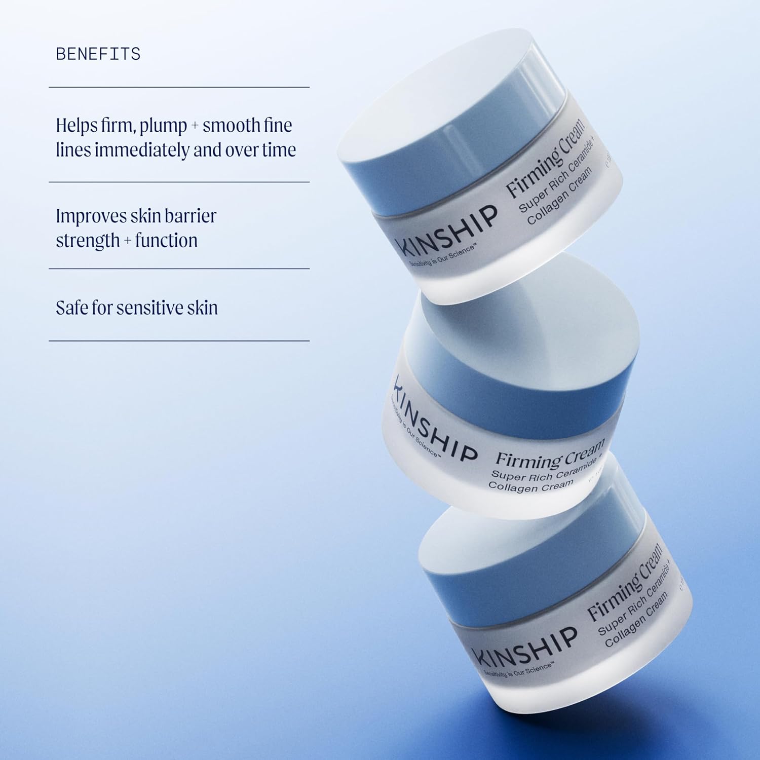 Kinship Super Rich Collagen + Ceramide Firming Cream | Anti Aging, Hydrating Face Moisturizer for Sensitive Skin | Wrinkle Cream - Smooth Fine Lines | Synthetic Fragrance-Free | Derm Approved, (1.7oz)-FemmiqueWomen