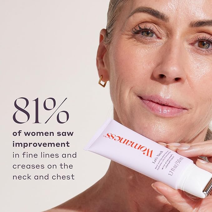 Womaness Let's Neck Firming Serum - Hydrates, Lifts, and Smoothes with Cooling & Massaging Roller Applicator - Cream for Women to Smooth Wrinkles & Tightening Sagging Skin - 50ml Roller-FemmiqueWomen