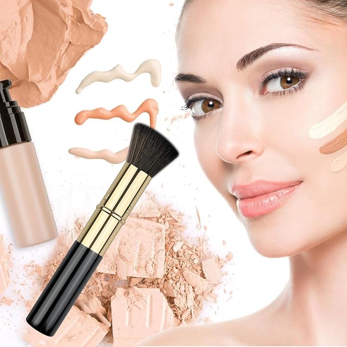 Retractable Kabuki Brush, Travel Powder Foundation Makeup Brush Face Blush Brushes for Liquid, Cream and Powder Face Makeup, Travel Size Makeup Brush-FemmiqueWomen