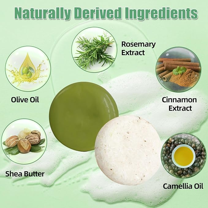 2 Pack Rosemary Shampoo Conditoner Bar Set,Thinning Hair-Volume Shampoo & Conditioner Bar for Men and Women,Hair Thickening & Regrowth Treatment,Hair Growth Soap for Anti-Hair Loss-FemmiqueWomen