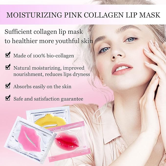 30 pieces of Moisturizing Collagen Crystal Lip Mask - Anti-Ageing & Anti Chapped, Reduce lip Wrinkles, Fade Lip Color, Make Skin Smooth And Firm Collagen Lip Pieces (Gold)-FemmiqueWomen