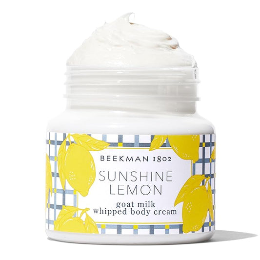 Beekman 1802 Sunshine Lemon Whipped Body Cream - Scented - 8 oz - Moisturizes, Soothes, & Softens - With Coconut Oil and Mango Seed Butter - No Irritation - Good for Sensitive Skin-FemmiqueWomen
