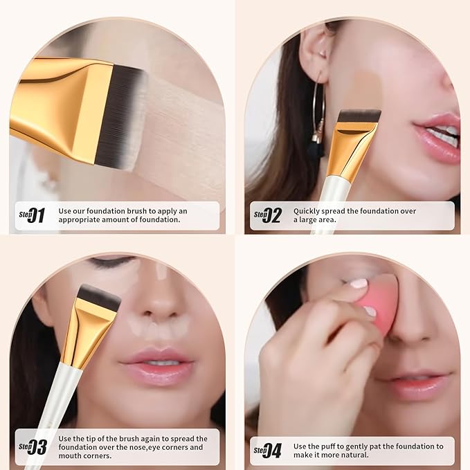 docolor Flat Foundation Brush for Liquid Makeup,Ultra Thin Liquid Foundation Brushes Premium Makeup Face Brush for Blending, Cream, Thin Foundation Brush Makeup Tool Face Foundation Flat Brush-FemmiqueWomen