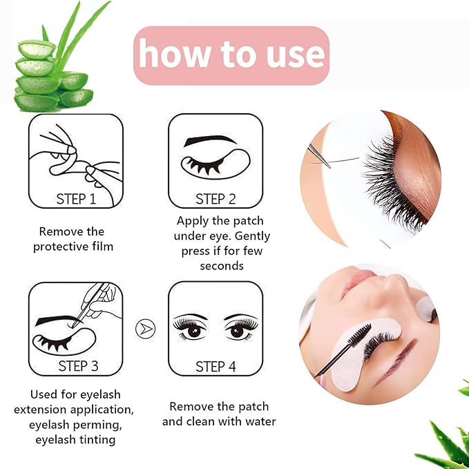 350 PCS Under Eye Gel Pads,Eyelash Mascara Brushes,Holder Eyelash Extension Rings - 100% Naturel Lint Free,Comfy and Cool,Eyelash Extension Eye Pads,Hydro gel Eye Patches Beauty Tool(Pink)-FemmiqueWomen