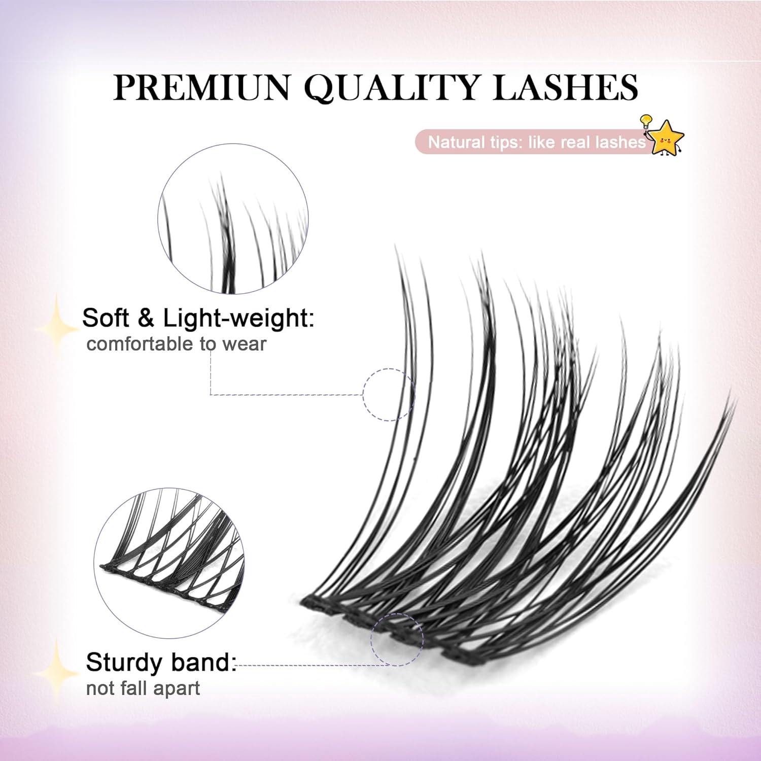 GAQQI Lash Clusters, GQ19 Individual Lashes 168pcs C Curl, DIY Lash Extension 12mm Length Only False Eyelash Clusters, Natural & Wispy Lash Wisps (GQ19,C Curl,12mm)-FemmiqueWomen