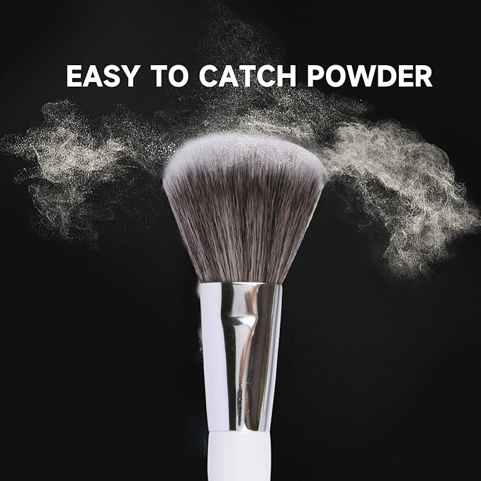 Travel Makeup Brushes Set w/Pouch, 5PCS Double Ended Portable Mini Cosmetic Brushes Kit for Foundation, Eyeshadow, Lip, Blush Make Up Brushes Professional(White)-FemmiqueWomen