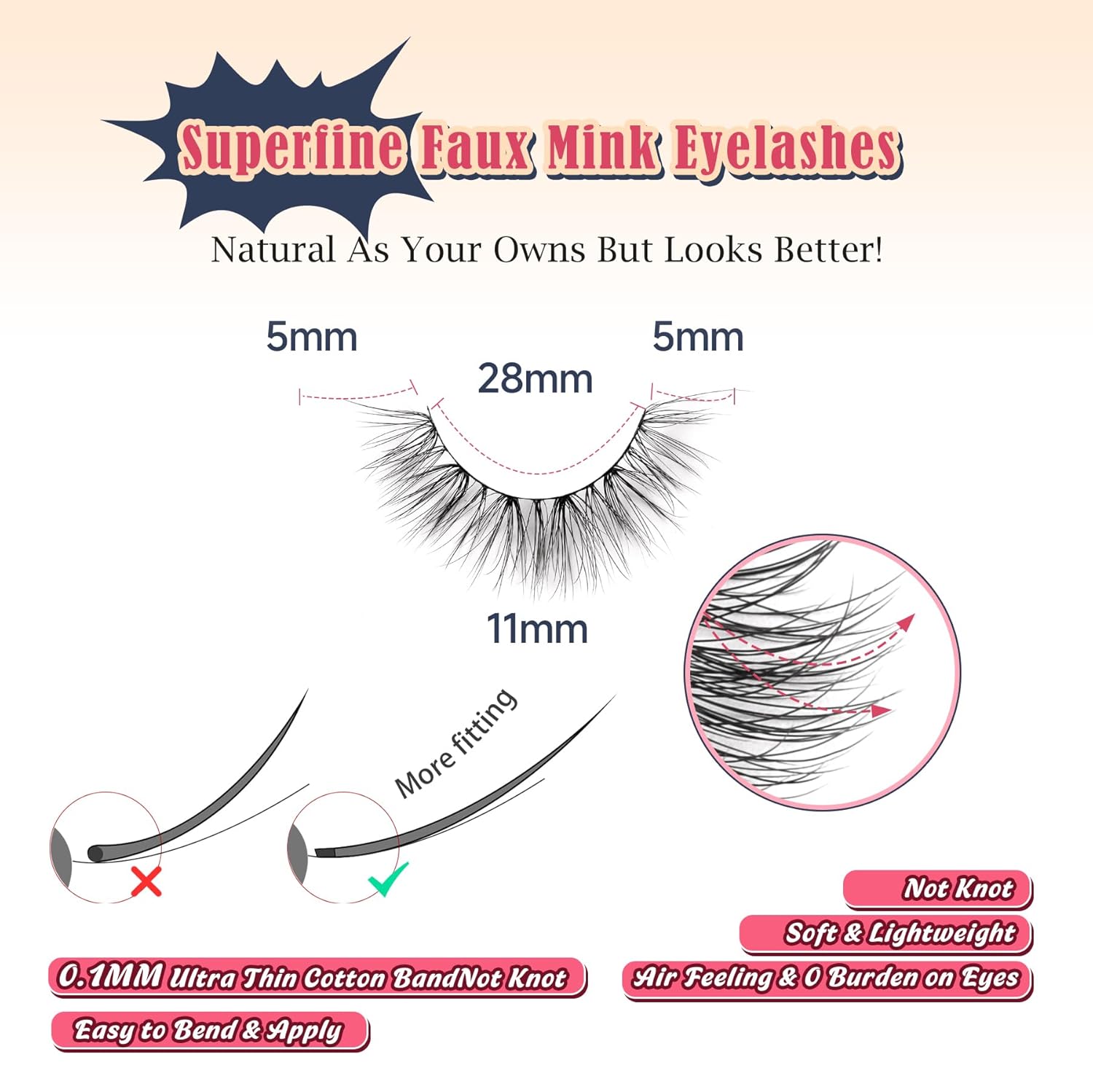 False Lashes Natural Wispy Eyelashes 11mm Short Lashes 3D Volume Fake Eyelashes Thin Cotton Band C Curl Soft Strip Eye Lashes Pack 7 Pairs Siligli-FemmiqueWomen