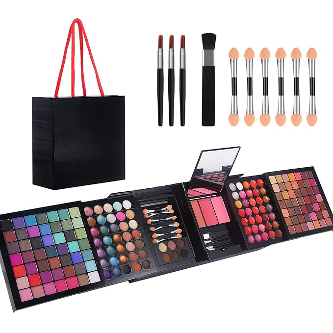 177 Colors Professional Makeup Kit for Women Girls Full Kit Gift Set with Mirror All in One Make up Palette Included Eyeshadow Powder Eye Shadow Gel Lip Gloss Concealer Eyebrow Powder Blush Brushes-FemmiqueWomen