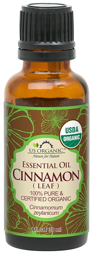 US Organic 100% Pure Cinnamon Leaf Essential Oil - USDA Certified Organic, Steam Distilled - W/Euro Dropper (More Size Variations Available) (30 ml / 1 fl oz)-FemmiqueWomen