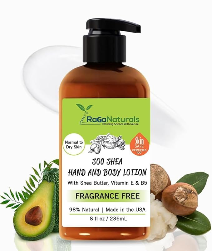 RaGaNaturals Natural Unscented Body Lotion for Dry Skin with Shea Butter and Vitamin E & B5 - Hydrating, Nourishing, Fragrance Free Hand Moisturizer With Organic Essence - For Women, Men, Kids - 8 Oz-FemmiqueWomen