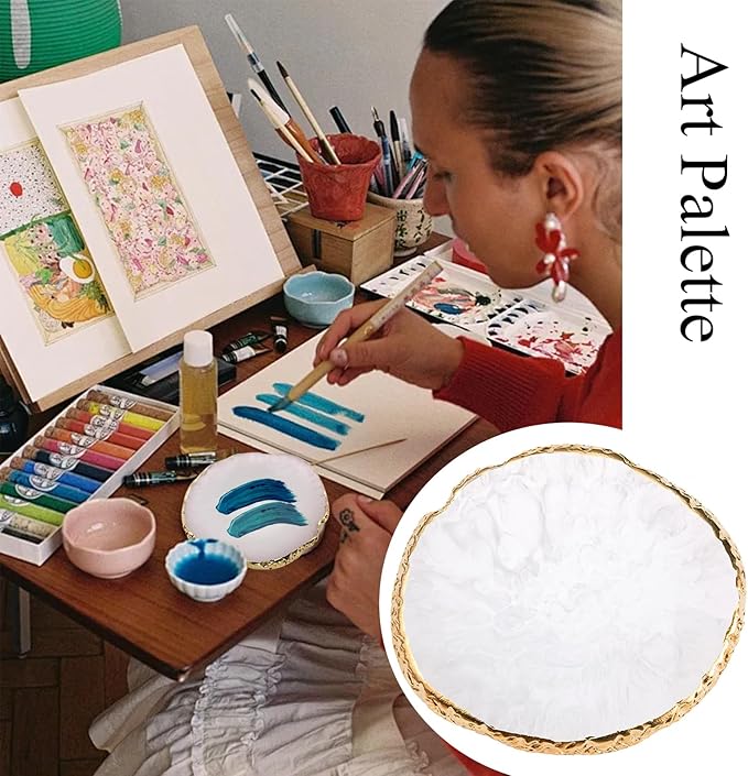 22 Pack Resin Art Palette, Makeup Mixing Palette, Gold Edge Nail Art Tool Gel Design Nail Art Makeup Mixing Tray DIY-FemmiqueWomen