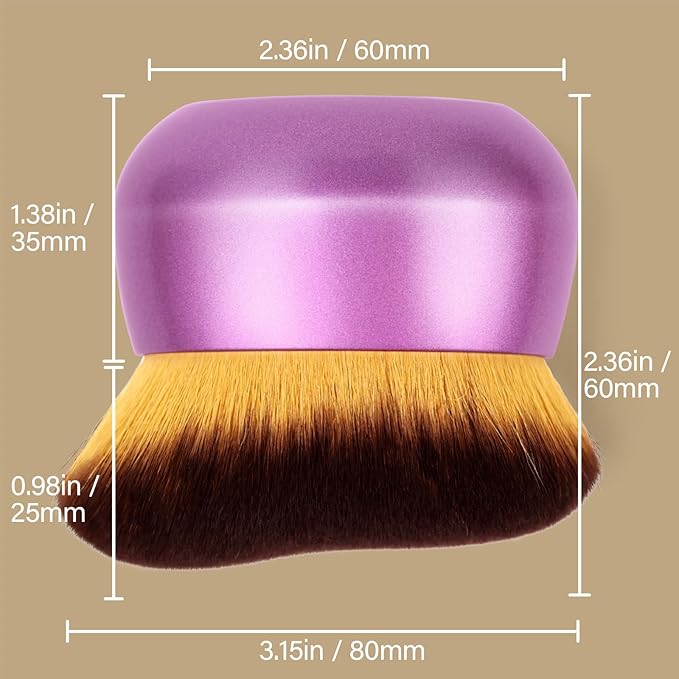 Extra Large Body Makeup Brush For Self Tanner, Leg Makeup &Bronzer Blend,75 mm Wide-headed Kabuki Brush Provides More Even &Pretty Application, Sunscreen Face& Back Makeup Brush, Wet&Dry Use- Purple-FemmiqueWomen