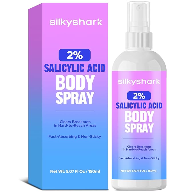 Salicylic Acid Spray (5.07 Fl Oz), 2% Salicylic Acid Body Spray, Body Acne Treatment for Bacne, Blackheads & Blemishes, Back & Chest Acne Spray for Face & Body, 360° Mist for All Skin Types-FemmiqueWomen