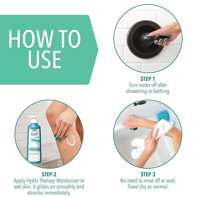 Curel Hydra Therapy In Shower Lotion, Itch Defense Body Moisturizer with Advanced Ceramide Complex, Vitamin E, & Oatmeal Extract, 12 Oz-FemmiqueWomen