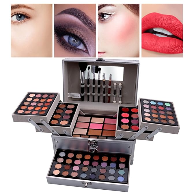 132 Colors All-in-one Makeup Palette Cosmetic Contouring Kit Gift Box Combination with Eyeshadow, Cream Concealer, Eyebrow Powder, Lip Gloss, Blush and Face Pressed Powder-FemmiqueWomen