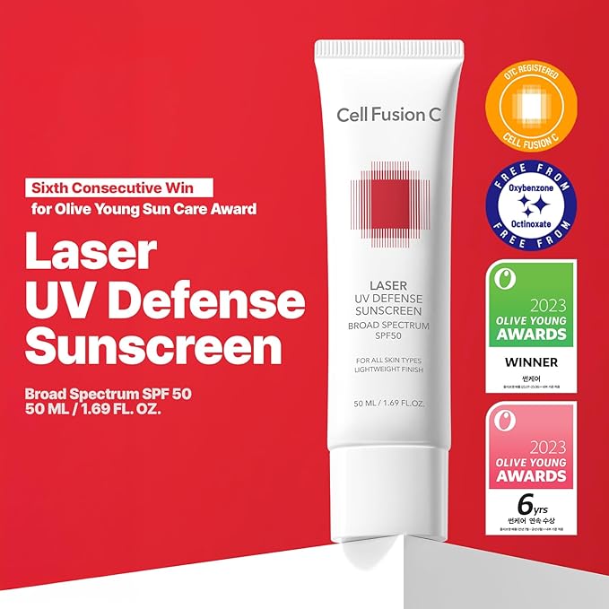 Cell Fusion C Laser UV Defense Face Sunscreen SPF 50, No White Cast and Soft Matt Finish, PDRN & 6 Ceramides Broad Spectrum Korean Sunscreen for Face, 50ml / 1.69 fl.oz-FemmiqueWomen