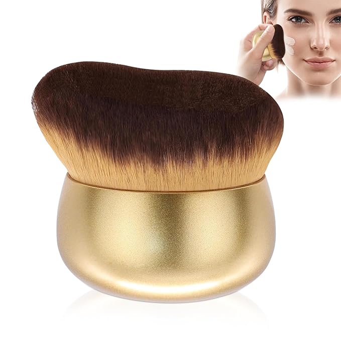 Extra Large Body Makeup Brush For Self Tanner,Leg Makeup &Bronzer Blend,75 mm Wide-headed Kabuki Brush Provides More Even& Pretty Application, Sunscreen Face&Back Makeup Brush,Wet&Dry Use-Matte (Gold)-FemmiqueWomen