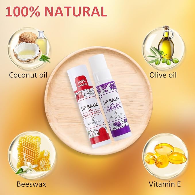 16 Pack Lip Balm, 100% Natural Lip Balm Bulk with Vitamin E and Coconut Oil, Moisturizing Lip Balm for Dry Lips - 16 Flavors-FemmiqueWomen