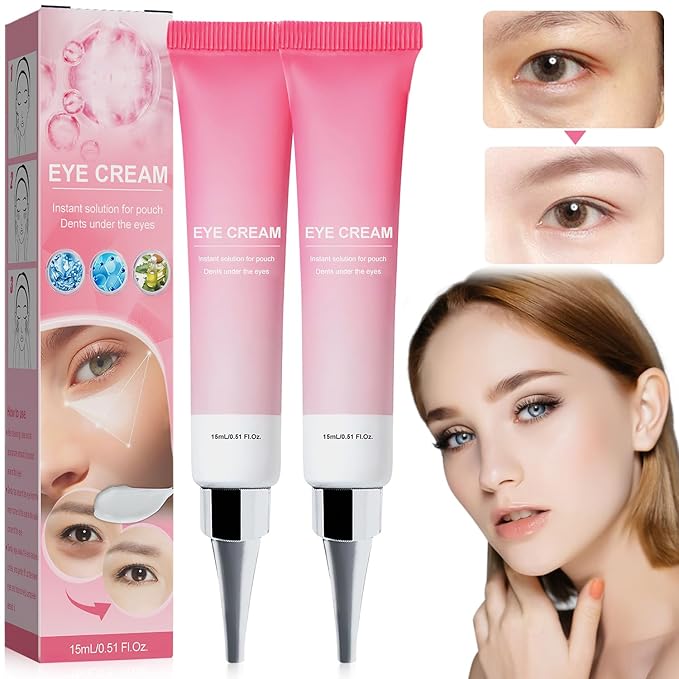 Instant Under Eye Cream, Ream For Eye Bags, Moisturizing Eye Cream, Anti-Wrinkle Eye, Brightening Eyes Tightener Cream, Helps To Instantly Reduce The Puffy Eye Look（2pcs）-FemmiqueWomen