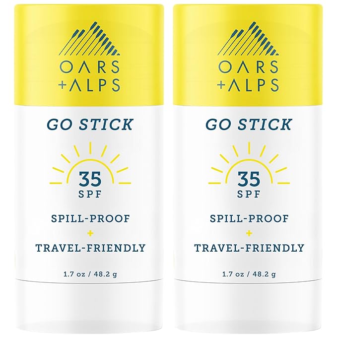 Oars + Alps Go Stick Clear SPF 35 Face Sunscreen, Skin Care Infused with Vitamin E and Antioxidants, Water and Sweat Resistant, TSA Friendly, 1.7 Oz, 2 Pack-FemmiqueWomen