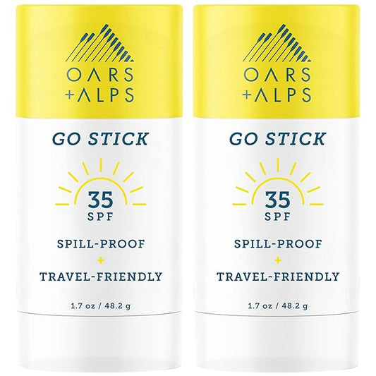 Oars + Alps Go Stick Clear SPF 35 Face Sunscreen, Skin Care Infused with Vitamin E and Antioxidants, Water and Sweat Resistant, TSA Friendly, 1.7 Oz, 2 Pack-FemmiqueWomen