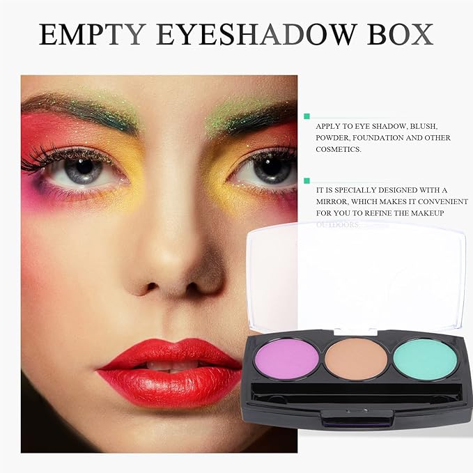 10Pcs Empty Magnetic Eyeshadow Palette Empty Eyeshadow Pans Containers Eyeshadow Palettes 3 Grids Makeup Pans Cosmetic Pans Eyeshadow Makeup Containers for Women Girls-FemmiqueWomen