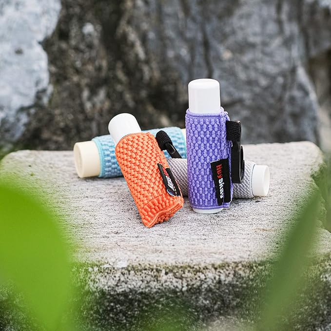 3PCS Lip Balm Holder Sleeves Keychain Lipstick Sleeves Lip Gloss Holder Keychain Chapstick Elastic Sleeves(Brown/light blue/purple)-FemmiqueWomen