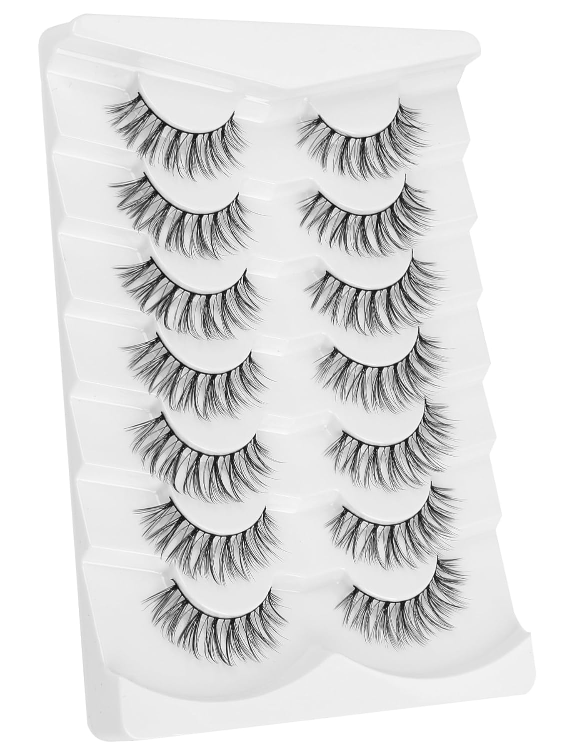 Strip Lashes Natural False Eyelashes Wispy Fake Eyelashes Soft False Lashes C Curl Natural Lash 13mm Siligli Eyelashes 7 Pair Eye Lashes Pack-FemmiqueWomen