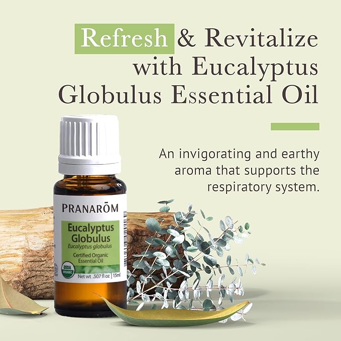 Pranarom USDA Certified Organic Eucalyptus Globulus Essential Oil (15ml), 100% Pure Undiluted Therapeutic Grade from Portugal for Aromatherapy, Diffuser, Topical Care, Relaxation-FemmiqueWomen