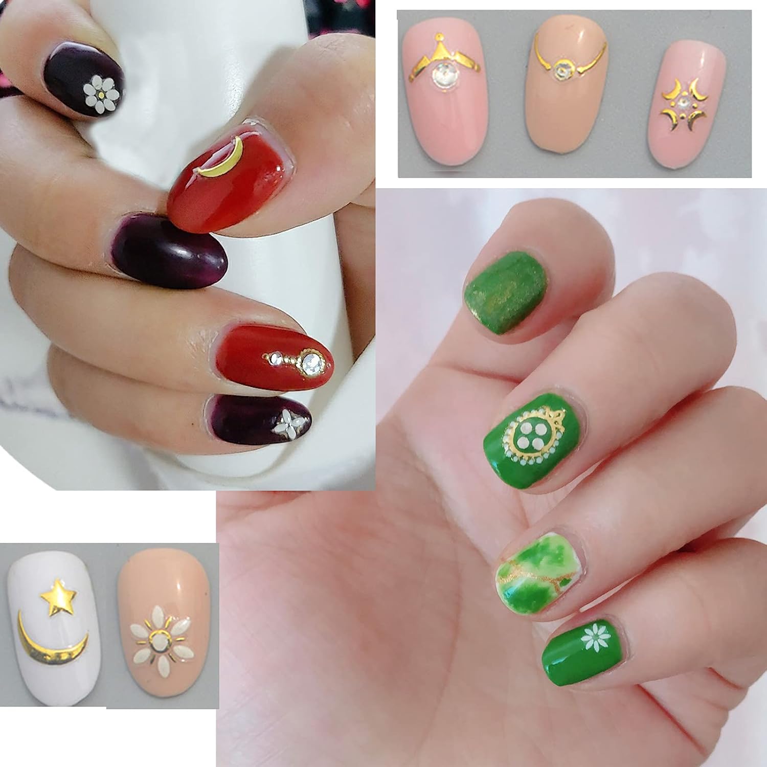 22 Sheets 3D Nail Adhesive Stickers for Women Gold Metallic Chain Line Nail Stickers Diamond Design Luxury Nail Art Decoration with with Tweezers Nail File Separators-FemmiqueWomen