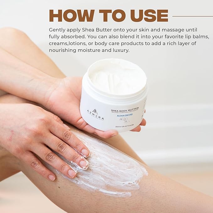 AZMERA Handcrafted Whipped Shea Body Butter – Luxurious Orchid Scented Moisturizer for Dry, Sensitive Skin with Argan Oil & Vitamin E – Vegan, Non-Greasy Skincare – 8.82 oz-FemmiqueWomen