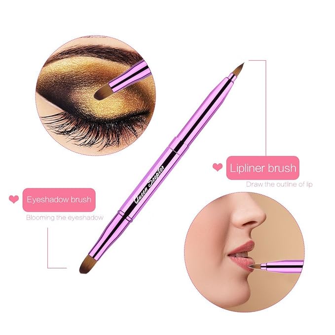 Cosmetic Brushes Lip Eye Double Sided Makeup Brush with Cap for Travel Retractable Lip Brush Eyebrow Brush Concealer Brush For Lipstick Portable Purple-FemmiqueWomen
