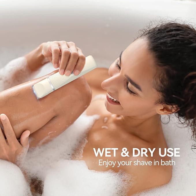 3-in-1 Electric Razor for Women - Waterproof Bikini Trimmer,Rechargeable Electric Shaver for Lady,Pubic Hair Trimmer Women,Personal Trimmer Groomer for Body Hair (Cream, LY)-FemmiqueWomen