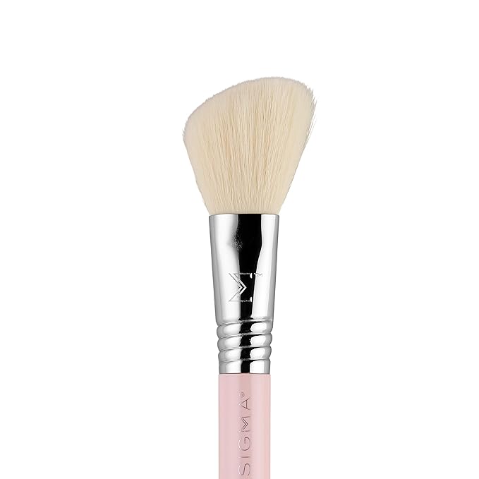 Sigma Beauty Travel Essential Trio - Makeup Brush Set for Foundation Powder Eyeshadow - 3 Tool Brushes with Brush Tin Holder - - Skin Safe, Vegan Makeup Brushes for Travel - Light Pink-FemmiqueWomen