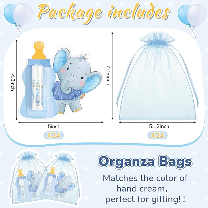 24 Set Baby Shower Lip Balm Bulk Baby Shower Party Favors Baby Shower Gifts for Guests Elephant Themed Decorations Natural Flavored Lip Moisturizer Lip Care Products for Girls Women Kids-FemmiqueWomen