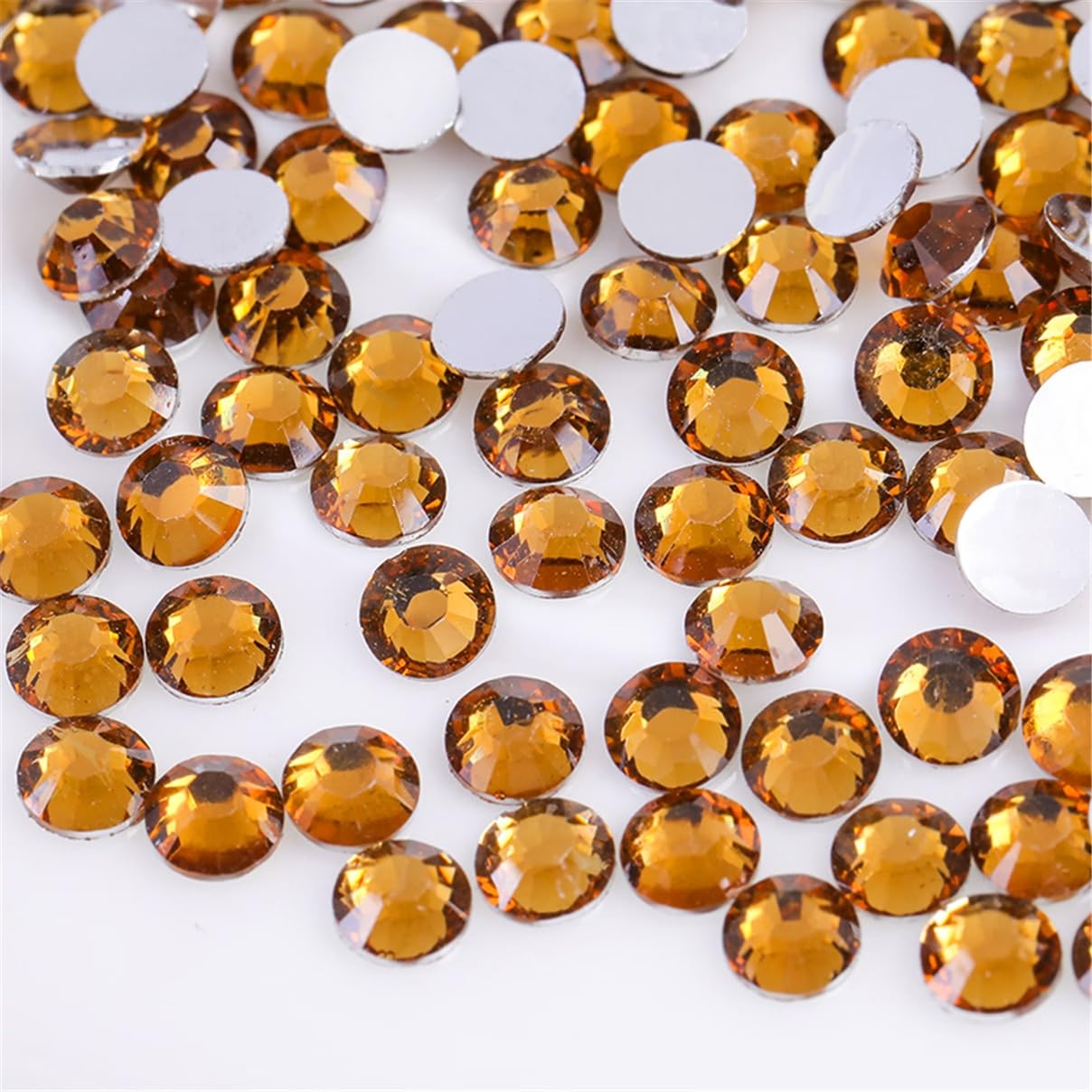 3000 Pieces SS12 3mm Flatback Rhinestones Clear Glass Round Gems Crystals for Nail Art DIY Crafts Clothes Shoes Bags （Yellow Coffee）-FemmiqueWomen