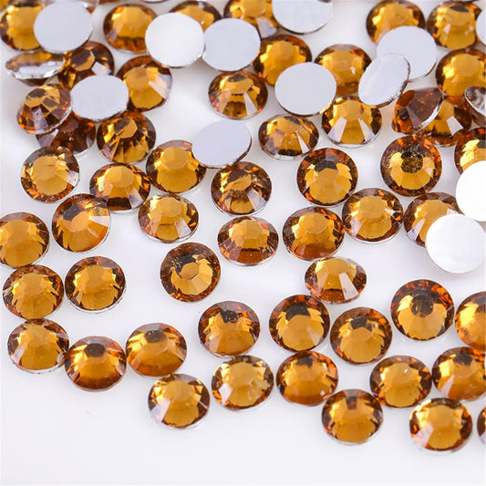 3000 Pieces SS6 2mm Flatback Rhinestones Clear Glass Round Gems Crystals for Nail Art DIY Crafts Clothes Shoes Bags （Yellow Coffee）-FemmiqueWomen