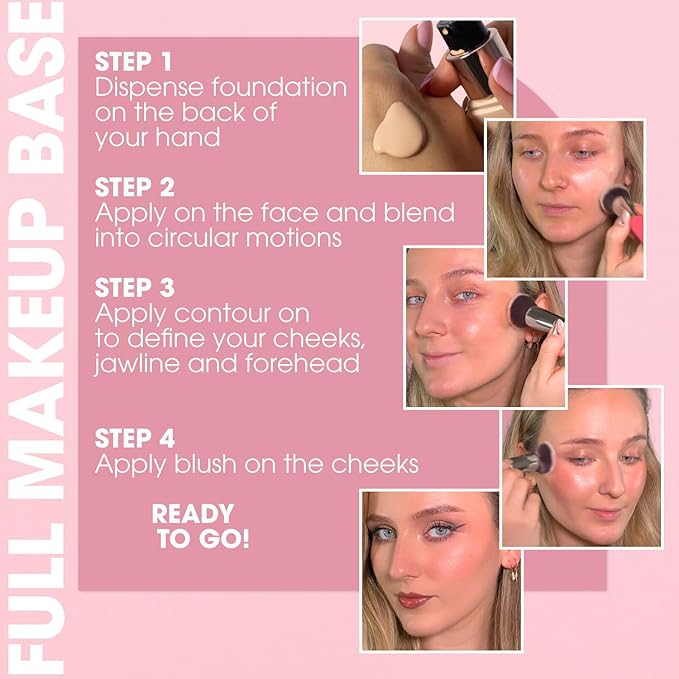 LAMORA Foundation Brush for Liquid Makeup - Kabuki Face Brush for Cream, Powder, Blush, and Concealer - Flat Top Blending, Buffing, Stippling Brush-FemmiqueWomen