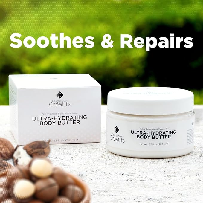 Ultra-Hydrating Body Butter with Shea Butter, 8.5 fl. oz., Salted Caramel and Macadamia Scent, Deep Moisturizing, Soothes, Repairs, and Nourishes Skin-FemmiqueWomen