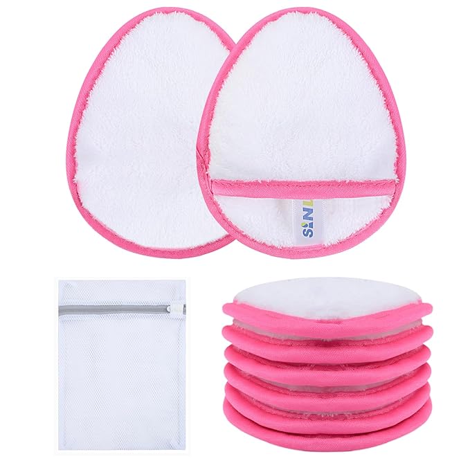 SINLAND Reusable Makeup Remover Pads For Face,Eye,Lips Microfiber Gentle Facial Cleansing Cloths for All Skin Types Friendly for Makeup Remover With Laundry Bag 5.1inchx3.93inch White Pack of 6-FemmiqueWomen