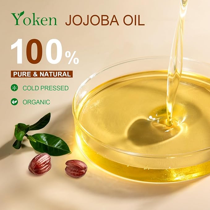 Yoken 1 Gallon Jojoba Oil EWG Verified - 100% Pure Jojoba Oils Bulk Cold Pressed Unrefined Hexane Free Virgin Golden jojoba Carrier Oil for Hair Skin Massage DIY Natural Body Moisturizer-FemmiqueWomen