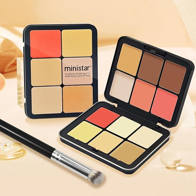 12 Colors Cream [Blush+Contour+Concealer+Highlighter] Makeup Palette for Cheeks - Multi-functional Makeup Palette with Brush, Natural Matte Long Wearing, Waterproof Face Makeup Palette (#05)-FemmiqueWomen