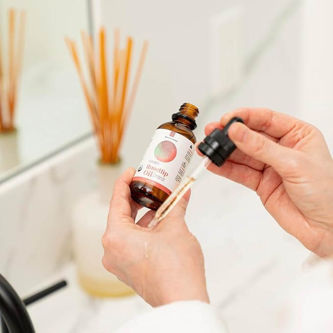 Organic Rosehip Oil, Cold Pressed Rosehip Oil for Face, Skin Care, Gua Sha, and Hair Care, USDA Certified Organic 100% Pure, Hexane Free, 4 Fl Oz.-FemmiqueWomen