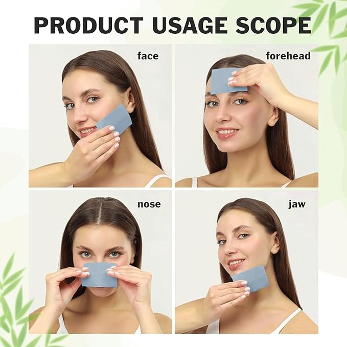 Natural Bamboo Charcoal Oil Absorbing Tissues - 4pk/400 Oil Blotting Sheets For Face, Oil Control Film, Oil Absorbing Sheets, Makeup Friendly-FemmiqueWomen