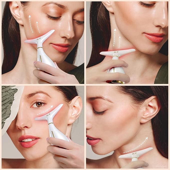 Red Light Facial Massager, Skin Care Tools for Face & Neck Beauty Device, 3 in 1 Face Massager Tool with LED, Thermal, Vibration, Tightenings, Rejuvenation for Women