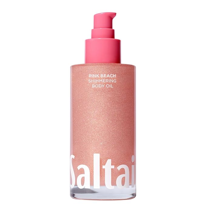 Saltair Shimmering Body Oil - Pink Beach Scented Dry Oil Moisturizer with Light-Reflecting Pearl Pigments. Moisturizing Glow for All Skin Types - 4 Fl Oz-FemmiqueWomen
