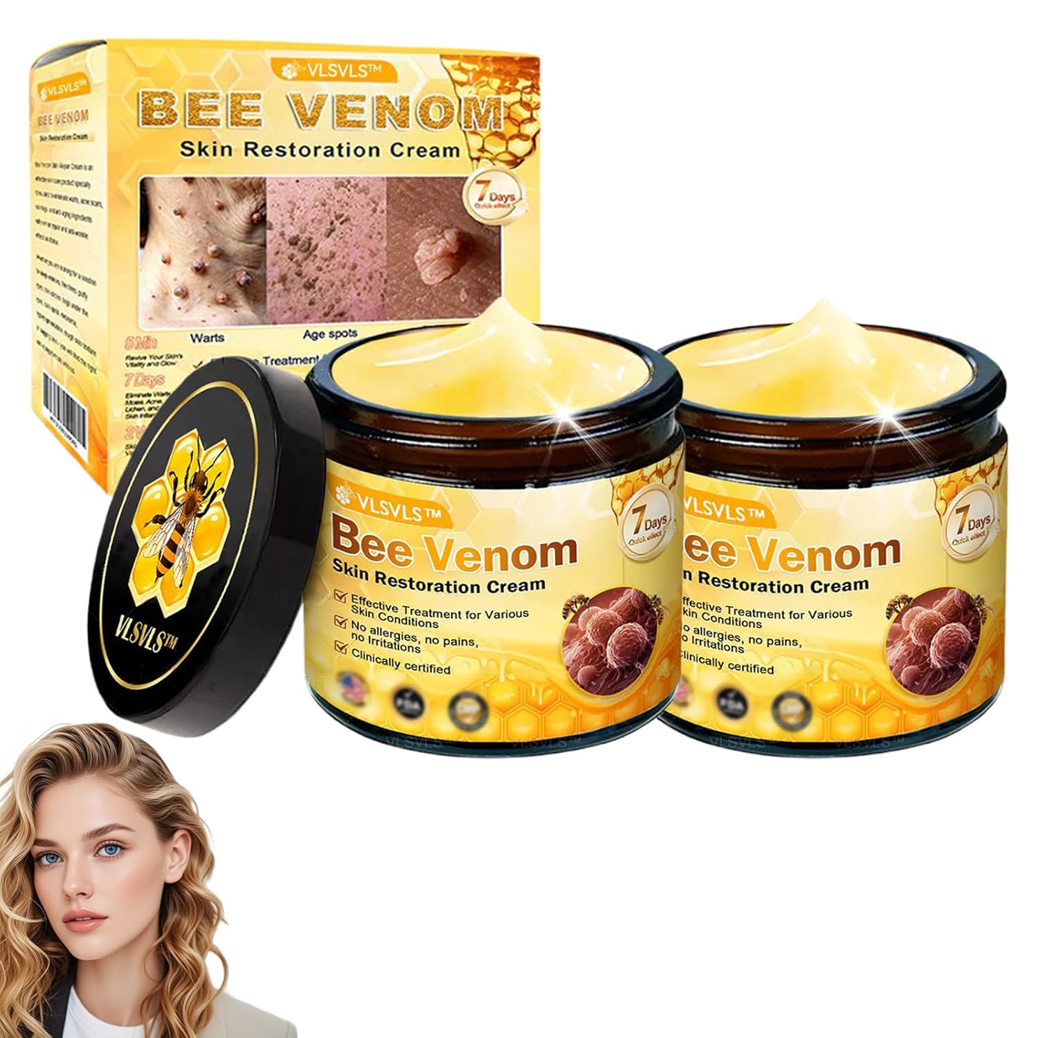 LipMaps Bee Venom skin Restoration Cream,Bee Venom Skin Treatment Cream,Deeply Moisturizing and Firming for All skin Types(2PCS)-FemmiqueWomen