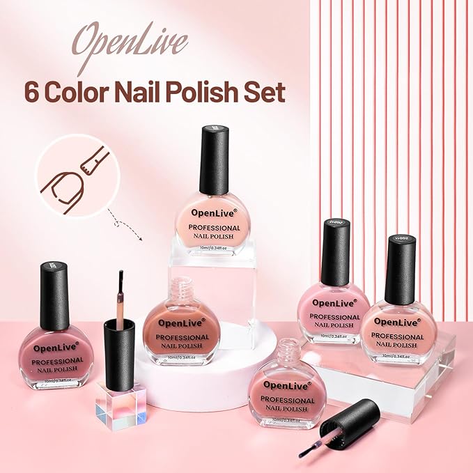 Jelly Nail Polish Set 6 Colors Nude Pink Pale Purple Jelly Quick Dry Nail Polish Set for Nail Art Manicure DIY Salon-FemmiqueWomen