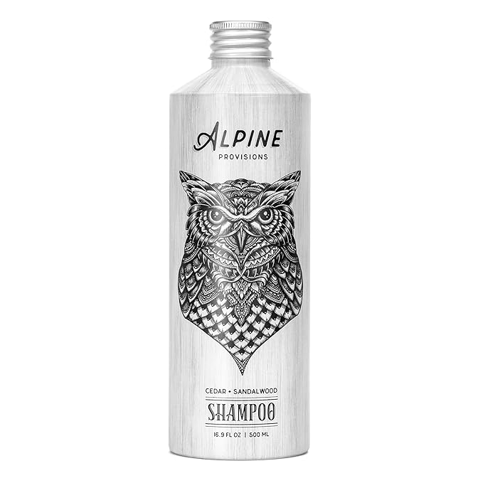 Alpine Provisions Cedar & Sandalwood Shampoo - Naturally Repair, Cleanse, and Hydrate with Essential Oils, Jojoba, Aloe Vera - Vegan, Sulfate & Plastic Free - Plant-Based Hair Care 16.9 FL Oz-FemmiqueWomen