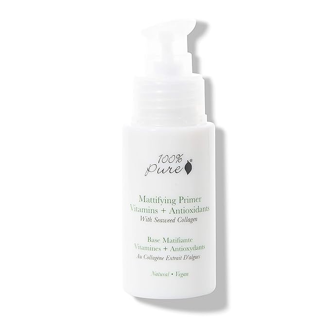 100% PURE Mattifying Face Primer Plumping Makeup Base & Moisturizer with Anti-Aging Seaweed Collagen - Long-Lasting Matte Pore Diminishing Cosmetics Prep, Flawless Smooth Skin Hydration - 1 oz-FemmiqueWomen